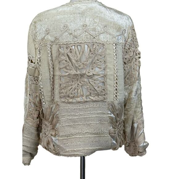 Cream multi media patchwork Jacket, medium, pastel, romantic, renaissance - Picture 3 of 11